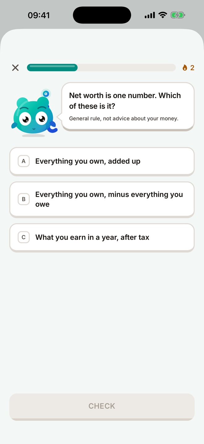 WealthPocket daily question screen